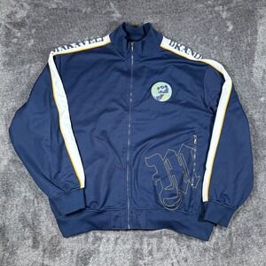 Y2K Makaveli Branded Track Jacket XXL Tupac Full Zip Streetwear Navy